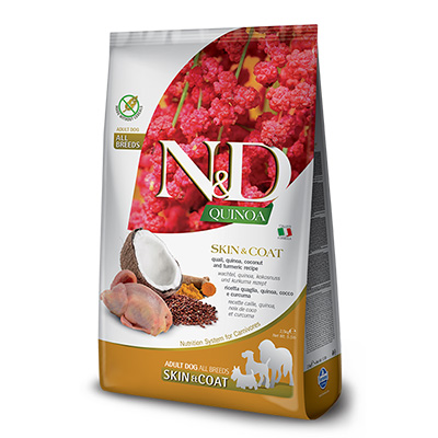 N&D キヌア スキン&コート(皮膚被毛健康サポート)ウズラ 成犬用 2.5kg